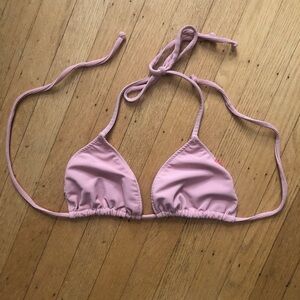 Doll Swimwear Blush Ribbed Triangle Bikini Swim Top